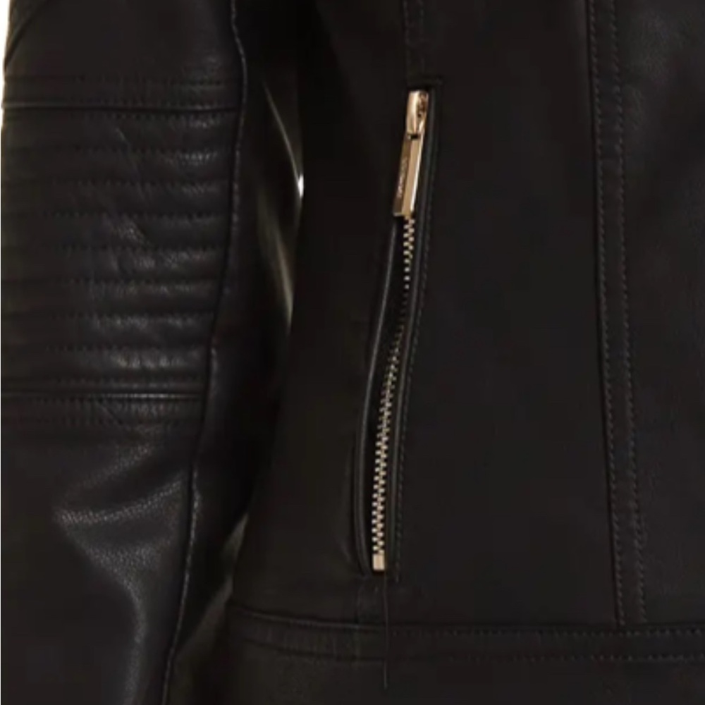 Guess Faux Leather Asymmetrical Moto Jacket, Small - Picture 5 of 13